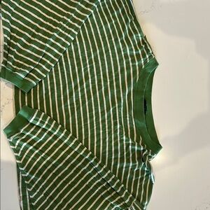 Urban Outfitters Green and Cream Striped oversized crop top